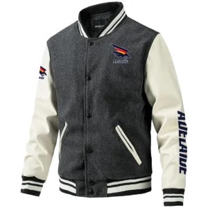 Adelaide Crows AFL Exclusive Logo Leather Baseball Jacket Sleeves HOAFL310525BBJ01ADEL - Gray