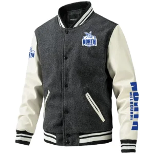 North Melbourne Kangaroos AFL Exclusive Logo Leather Baseball Jacket Sleeves HOAFL310525BBJ01NMFC - Gray