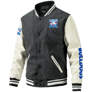 Western Bulldogs AFL Exclusive Logo Leather Baseball Jacket Sleeves HOAFL310525BBJ01WB - Gray