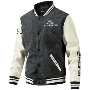 Cobra Golf Exclusive Logo Leather Baseball Jacket Sleeves Golf HOGF300525BB01CB - Gray