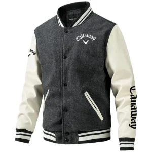 Callaway Exclusive Logo Leather Baseball Jacket Sleeves Golf HOGF300525BB01CLW - Gray