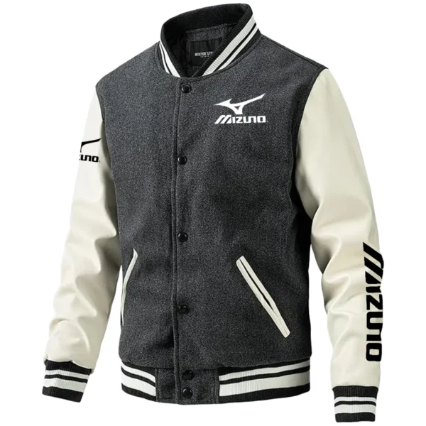 Mizuno Exclusive Logo Leather Baseball Jacket Sleeves Golf HOGF300525BB01MIZ - Gray