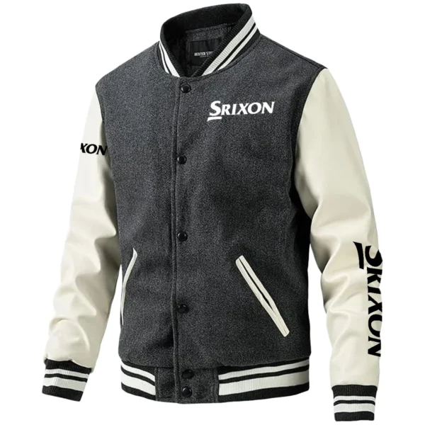 Srixon Exclusive Logo Leather Baseball Jacket Sleeves Golf HOGF300525BB01SR - Gray