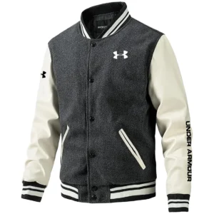 Under Armour Exclusive Logo Leather Baseball Jacket Sleeves Golf HOGF300525BB01UA - Gray