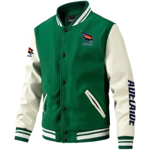 Adelaide Crows AFL Exclusive Logo Leather Baseball Jacket Sleeves HOAFL310525BBJ01ADEL - Green