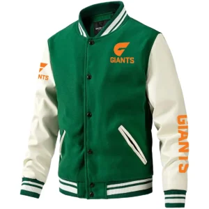 GWS Giants AFL Exclusive Logo Leather Baseball Jacket Sleeves HOAFL310525BBJ01GWS - Green