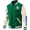 North Melbourne Kangaroos AFL Exclusive Logo Leather Baseball Jacket Sleeves HOAFL310525BBJ01NMFC - Green