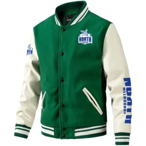 North Melbourne Kangaroos AFL Exclusive Logo Leather Baseball Jacket Sleeves HOAFL310525BBJ01NMFC - Green
