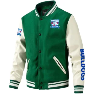Western Bulldogs AFL Exclusive Logo Leather Baseball Jacket Sleeves HOAFL310525BBJ01WB - Green