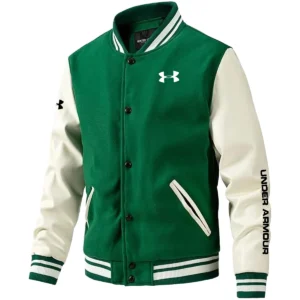 Under Armour Exclusive Logo Leather Baseball Jacket Sleeves Golf HOGF300525BB01UA - Green