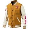 Brisbane Lions AFL Exclusive Logo Leather Baseball Jacket Sleeves HOAFL310525BBJ01BL - Yellow