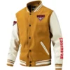 Essendon Bombers AFL Exclusive Logo Leather Baseball Jacket Sleeves HOAFL310525BBJ01ESS - Yellow