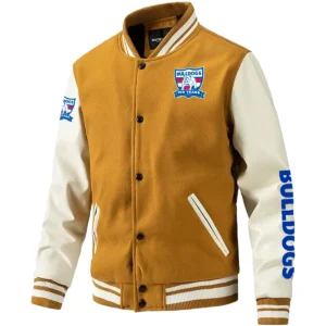 Western Bulldogs AFL Exclusive Logo Leather Baseball Jacket Sleeves HOAFL310525BBJ01WB - Yellow