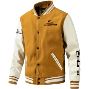 Cobra Golf Exclusive Logo Leather Baseball Jacket Sleeves Golf HOGF300525BB01CB - Yellow