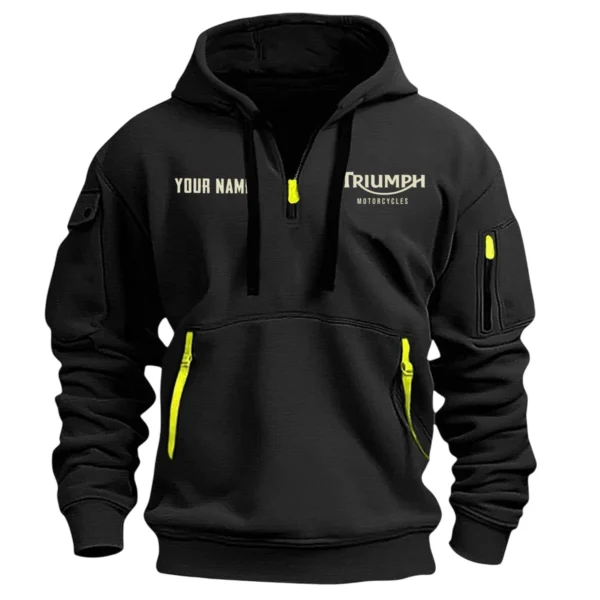 Triumph Motorcycles Exclusive Logo Hoodie Half Zipper QTTRI140425A4 - Black - Image 2