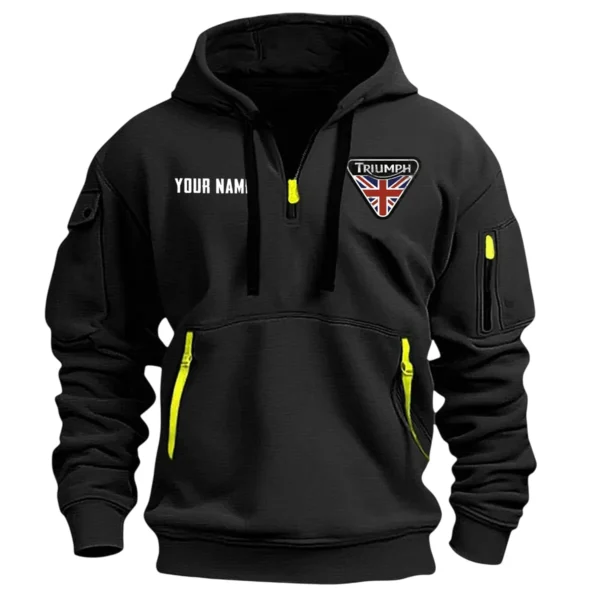 Triumph Motorcycles Exclusive Logo Hoodie Half Zipper QTTRI140425A9 - Black - Image 2