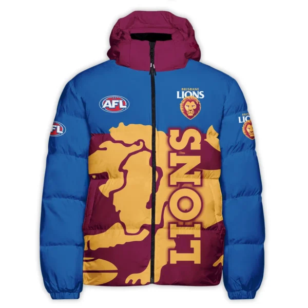 Brisbane Lions Australian Football League Exclusive Logo Down & Puffer Jackets All Over Prints HOVA260525AFL13BL - Image 2
