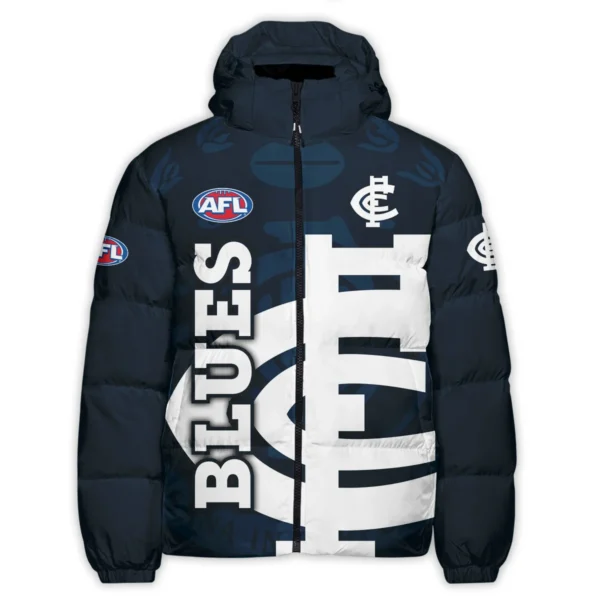 Carlton Blues Australian Football League Exclusive Logo Down & Puffer Jackets All Over Prints HOVA260525AFL13CARL - Image 2