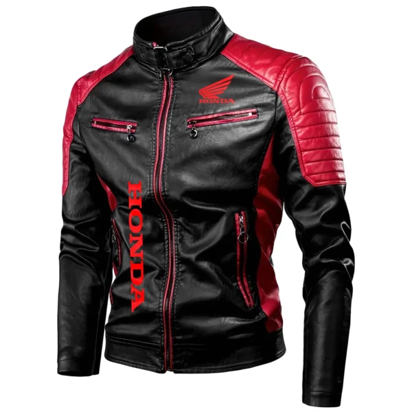 Honda Exclusive Logo Leather Jacket Motorcycle HOMOT060625LJ01HON - Red - Image 2
