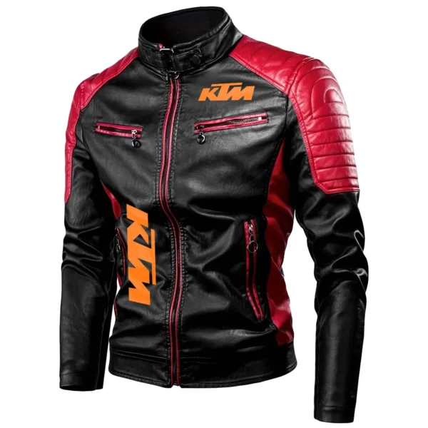 KTM Exclusive Logo Leather Jacket Motorcycle HOMOT060625LJ01KTM - Red - Image 2