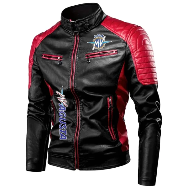 MV Agusta Exclusive Logo Leather Jacket Motorcycle HOMOT060625LJ01MVA - Red - Image 2