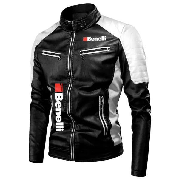 Benelli Exclusive Logo Leather Jacket Motorcycle HOMOT060625LJ01BEN - White - Image 2