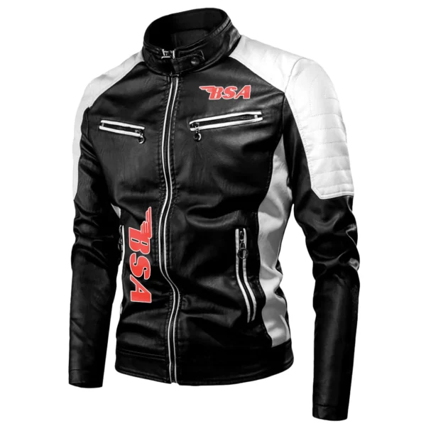 BSA Exclusive Logo Leather Jacket Motorcycle HOMOT060625LJ01BSA - White - Image 2