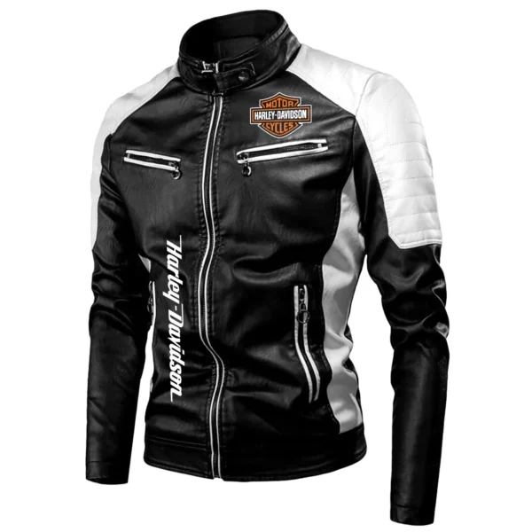 Harley-Davidson Exclusive Logo Leather Jacket Motorcycle HOMOT060625LJ01HD - White - Image 2