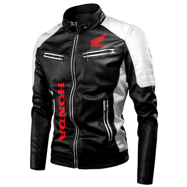 Honda Exclusive Logo Leather Jacket Motorcycle HOMOT060625LJ01HON - White - Image 2