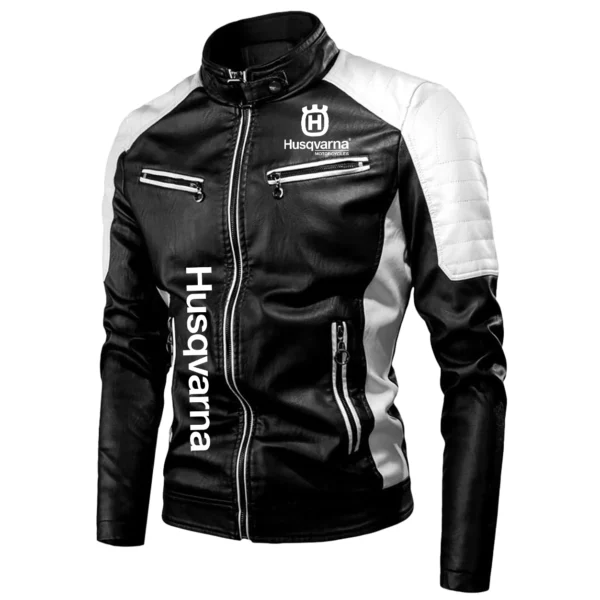 Husqvarna Exclusive Logo Leather Jacket Motorcycle HOMOT060625LJ01HUS - White - Image 2