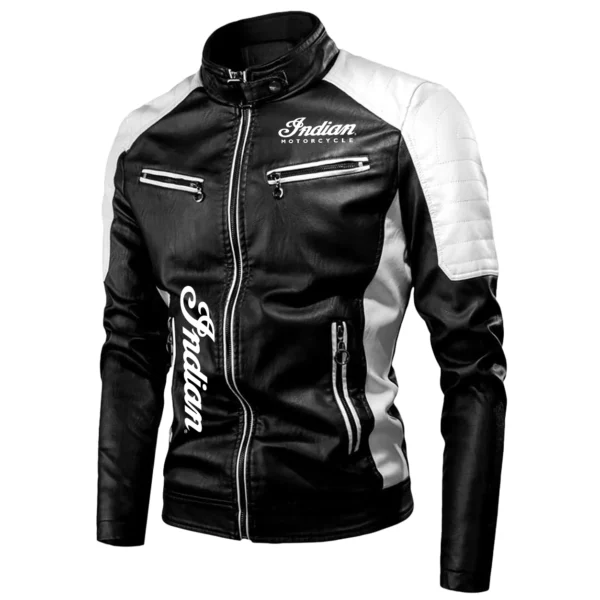 Indian Motorcycle Exclusive Logo Leather Jacket Motorcycle HOMOT060625LJ01IND - White - Image 2