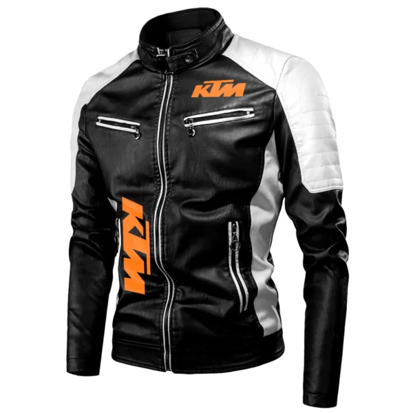 KTM Exclusive Logo Leather Jacket Motorcycle HOMOT060625LJ01KTM - White - Image 2