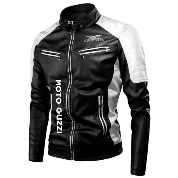 Moto Guzzi Exclusive Logo Leather Jacket Motorcycle HOMOT060625LJ01MGU - White - Image 2