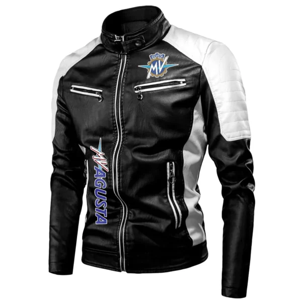 MV Agusta Exclusive Logo Leather Jacket Motorcycle HOMOT060625LJ01MVA - White - Image 2