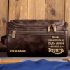 Triumph Motorcycles  Exclusive Logo - Personalized Leather Toiletry Bag QTMT180425TRIA2 - Coffee