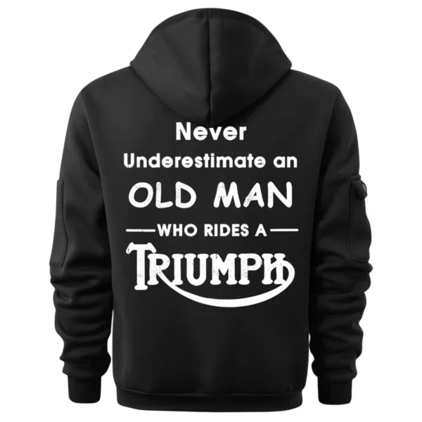 Triumph Motorcycles Exclusive Logo Hoodie Half Zipper QTTRI140425A2 - Black - Image 3