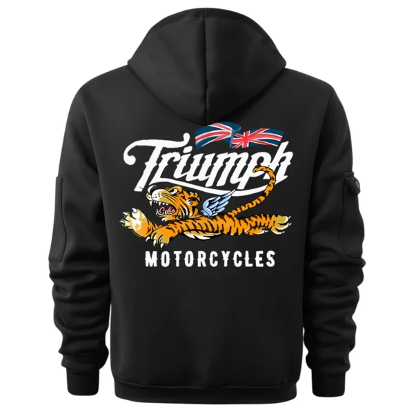Triumph Motorcycles Exclusive Logo Hoodie Half Zipper QTTRI140425A3 - Black - Image 3