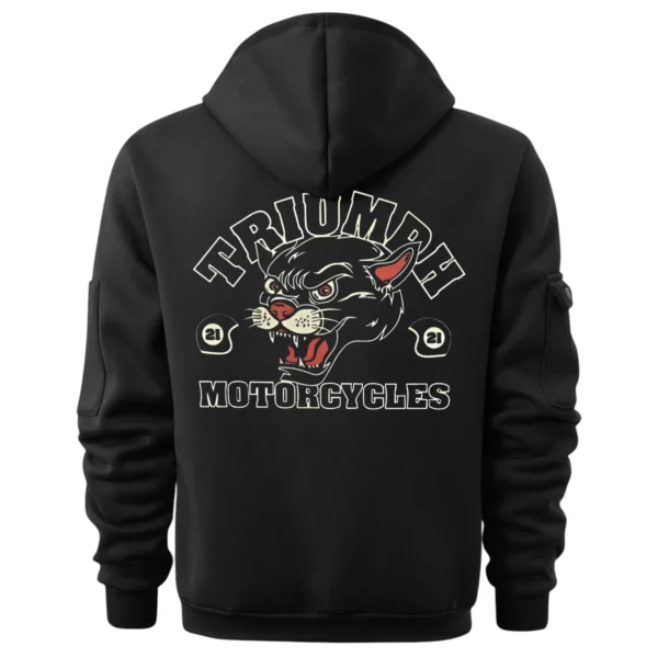 Triumph Motorcycles Exclusive Logo Hoodie Half Zipper QTTRI140425A4 - Black - Image 3