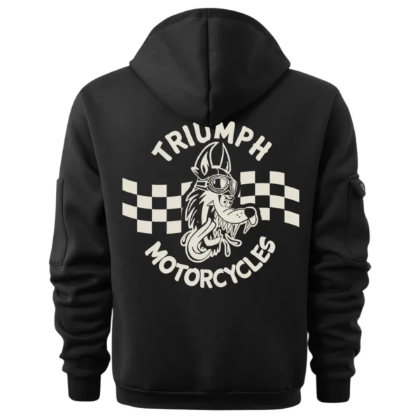 Triumph Motorcycles Exclusive Logo Hoodie Half Zipper QTTRI140425A6 - Black - Image 3