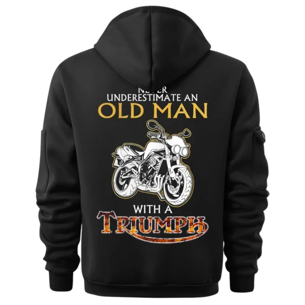 Triumph Motorcycles Exclusive Logo Hoodie Half Zipper QTTRI140425A7 - Black - Image 3