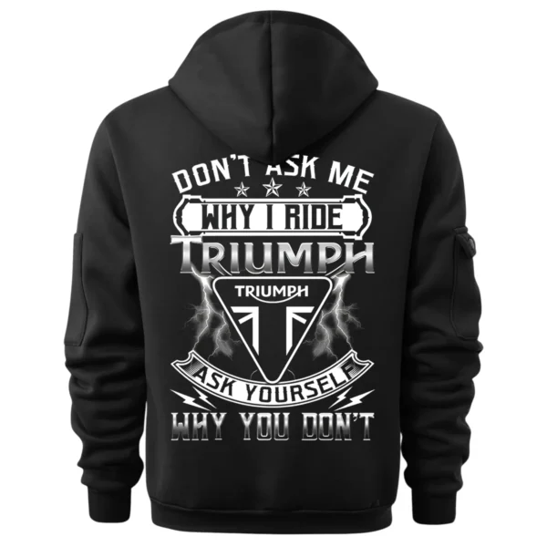 Triumph Motorcycles Exclusive Logo Hoodie Half Zipper QTTRI140425A8 - Black - Image 3