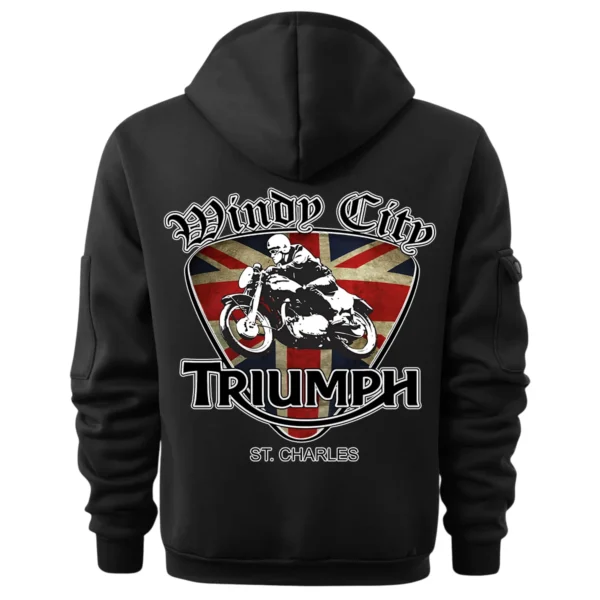 Triumph Motorcycles Exclusive Logo Hoodie Half Zipper QTTRI140425A9 - Black - Image 3
