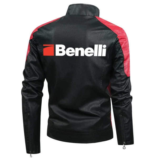 Benelli Exclusive Logo Leather Jacket Motorcycle HOMOT060625LJ01BEN - Red - Image 3