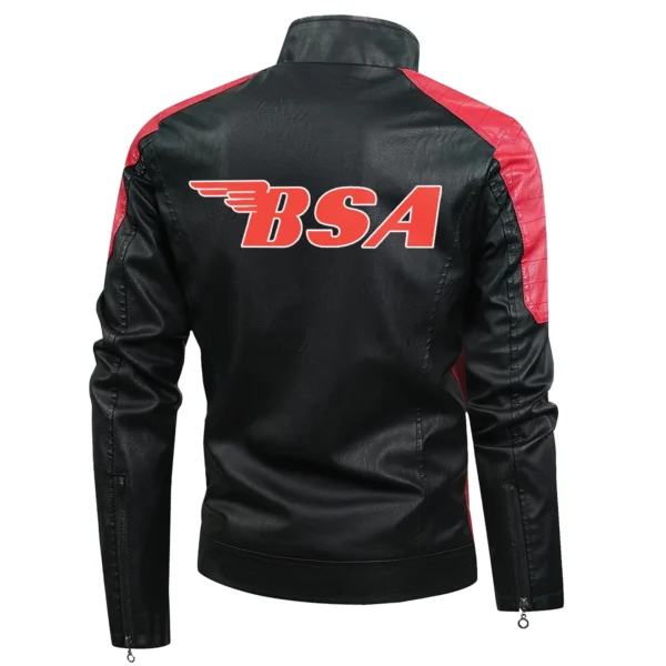 BSA Exclusive Logo Leather Jacket Motorcycle HOMOT060625LJ01BSA - Red - Image 3