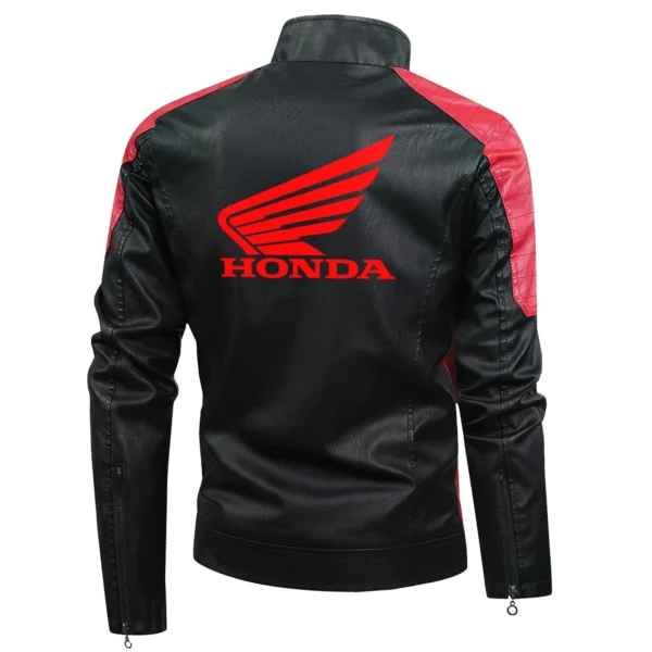 Honda Exclusive Logo Leather Jacket Motorcycle HOMOT060625LJ01HON - Red - Image 3
