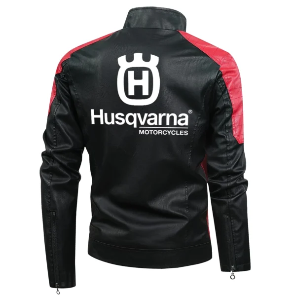 Husqvarna Exclusive Logo Leather Jacket Motorcycle HOMOT060625LJ01HUS - Red - Image 3
