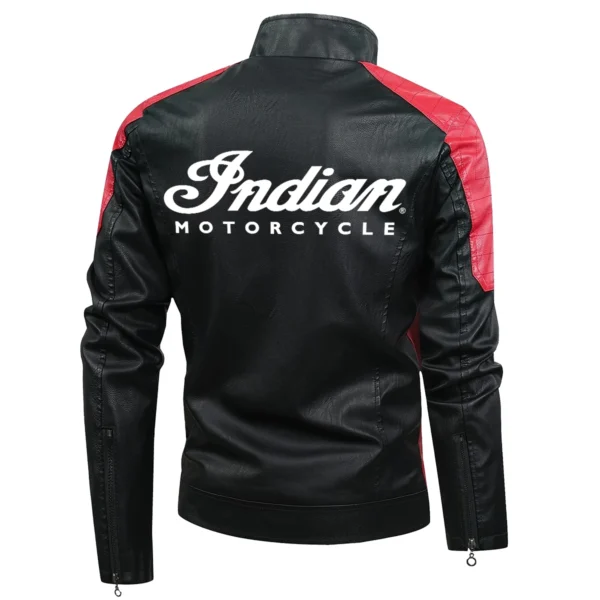 Indian Motorcycle Exclusive Logo Leather Jacket Motorcycle HOMOT060625LJ01IND - Red - Image 3
