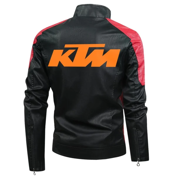 KTM Exclusive Logo Leather Jacket Motorcycle HOMOT060625LJ01KTM - Red - Image 3