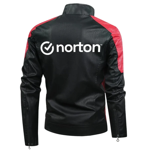 Norton Exclusive Logo Leather Jacket Motorcycle HOMOT060625LJ01NOR - Red - Image 3