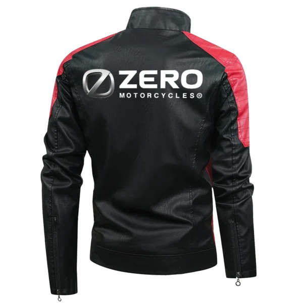 Zero Motorcycles Exclusive Logo Leather Jacket Motorcycle HOMOT060625LJ01ZER - Black & Red - Image 3